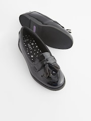 Black Patent Narrow Fit (E) School Leather Tassel Loafers - Image 4 of 5