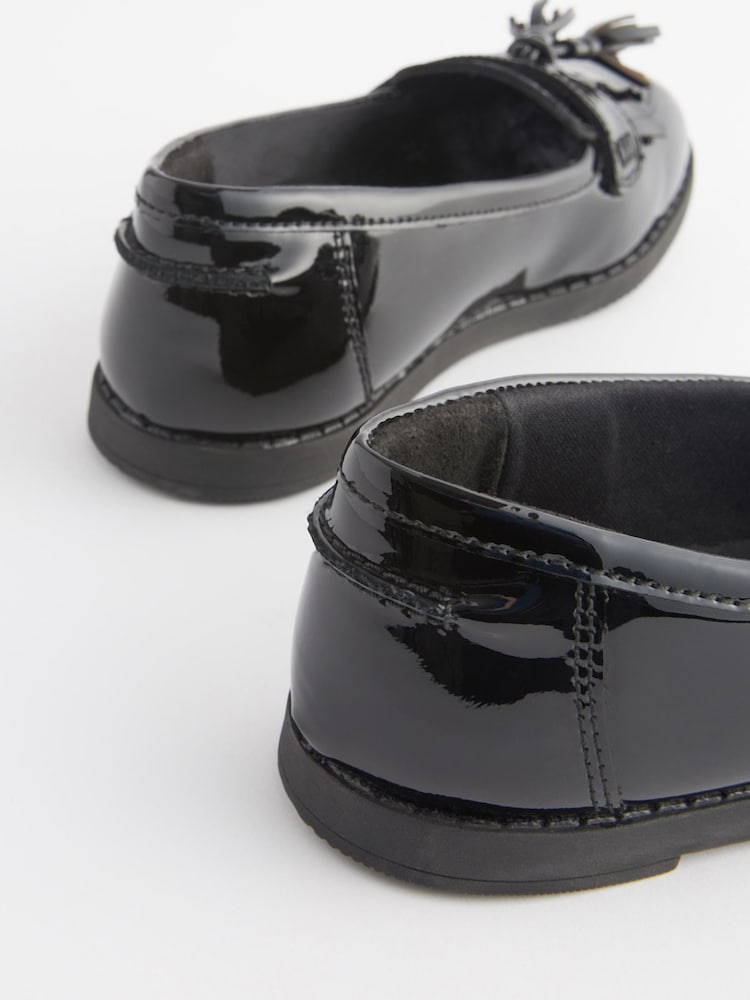 Black Patent Narrow Fit (E) School Leather Tassel Loafers - Image 5 of 5