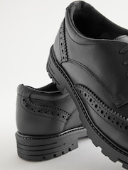 Black Matt Standard Fit (F) School Leather Chunky Lace-Up Brogues - Image 9 of 11