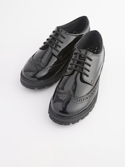 Schwarzes Lackleder - Geschnürte Schul-Budapester aus Leder mit dicker Sohle - Image 2 of 8