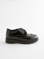 Schwarzes Lackleder - Geschnürte Schul-Budapester aus Leder mit dicker Sohle - Image 3 of 8