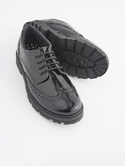 Schwarzes Lackleder - Geschnürte Schul-Budapester aus Leder mit dicker Sohle - Image 6 of 8