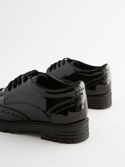 Black Patent Wide Fit (G) School Leather Chunky Lace-Up Brogues - Image 6 of 6