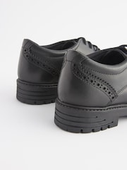 Black Matt Wide Fit (G) School Leather Chunky Lace-Up Brogues - Image 8 of 10