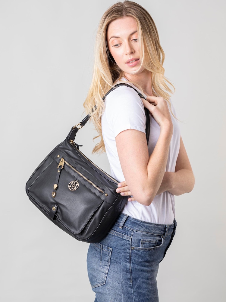 Lakeland Leather Black Cartmel II Leather Shoulder Bag - Image 1 of 1 Lakeland Leather Black Cartmel II Leather Shoulder Bag - Image 1 of 1