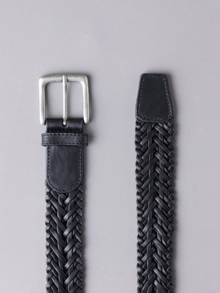 Lakeland Leather Black Howbeck Leather Braided Belt - Image 2 of 3