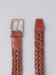 Lakeland Leather Tan Brown Howbeck Leather Braided Belt - Image 2 of 3