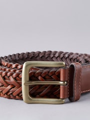 Lakeland Leather Tan Brown Howbeck Leather Braided Belt - Image 3 of 3