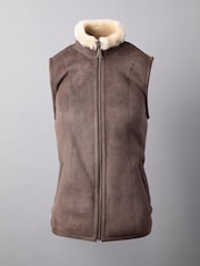 Castanho - Colete Lakeland Leather Grange Classic de pele de carneiro - Imagem 7 de 9