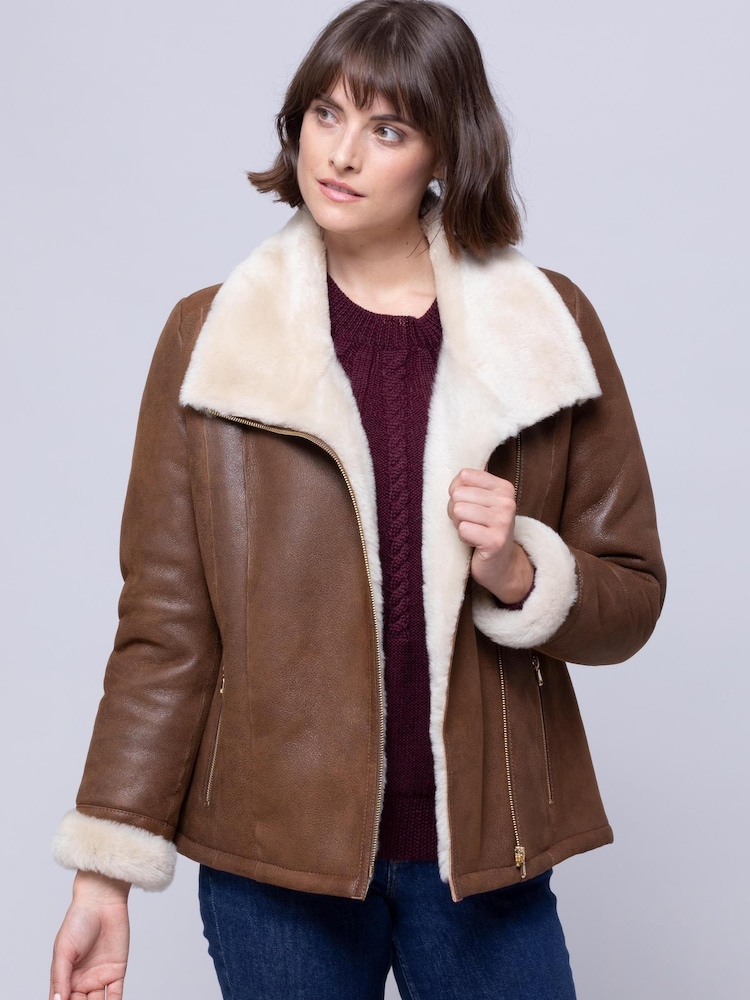 Buy Lakeland Leather Caramel Brown Allerdale Sheepskin Aviator