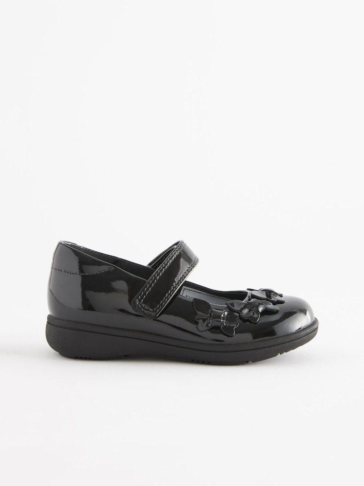Black Patent Wide Fit (G) School Junior Butterfly Mary Jane Shoes - Image 2 of 8