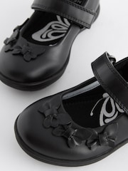 Matt Black Wide Fit (G) School Junior Butterfly Mary Jane Shoes - Image 3 of 7