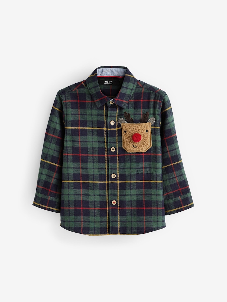 Green with Character Pocket Long Sleeve Check Shirt (3mths-7yrs) - Image 1 of 3