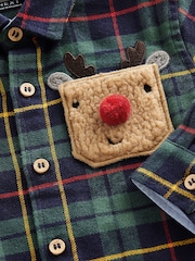 Green with Character Pocket Long Sleeve Check Shirt (3mths-7yrs) - Image 3 of 3