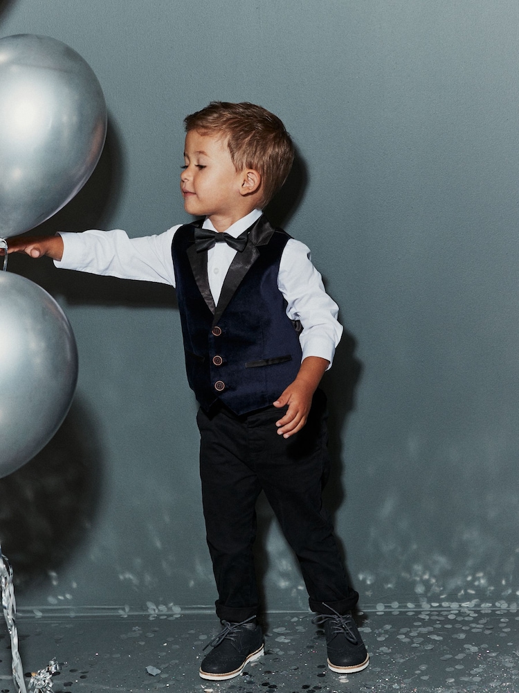 Blue Velvet Waistcoat Set (3mths-7yrs) - Image 2 of 8 Blue Velvet Waistcoat Set (3mths-7yrs) - Image 2 of 8