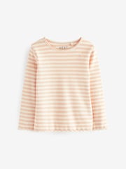 Neutral Stripe Cotton Rich Long Sleeve Rib T-Shirt (3mths-7yrs) - Image 5 of 6
