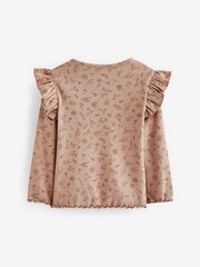 Neutral Flower Long Sleeve Frill Rib Jersey Top (3mths-7yrs) - Image 5 of 5