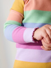Rainbow stripe Cotton Rich Long Sleeve Rib T-Shirt (3mths-7yrs) - Image 4 of 6