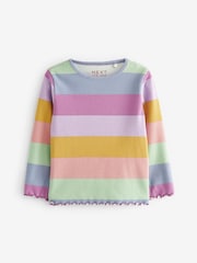 Rainbow stripe Cotton Rich Long Sleeve Rib T-Shirt (3mths-7yrs) - Image 5 of 6