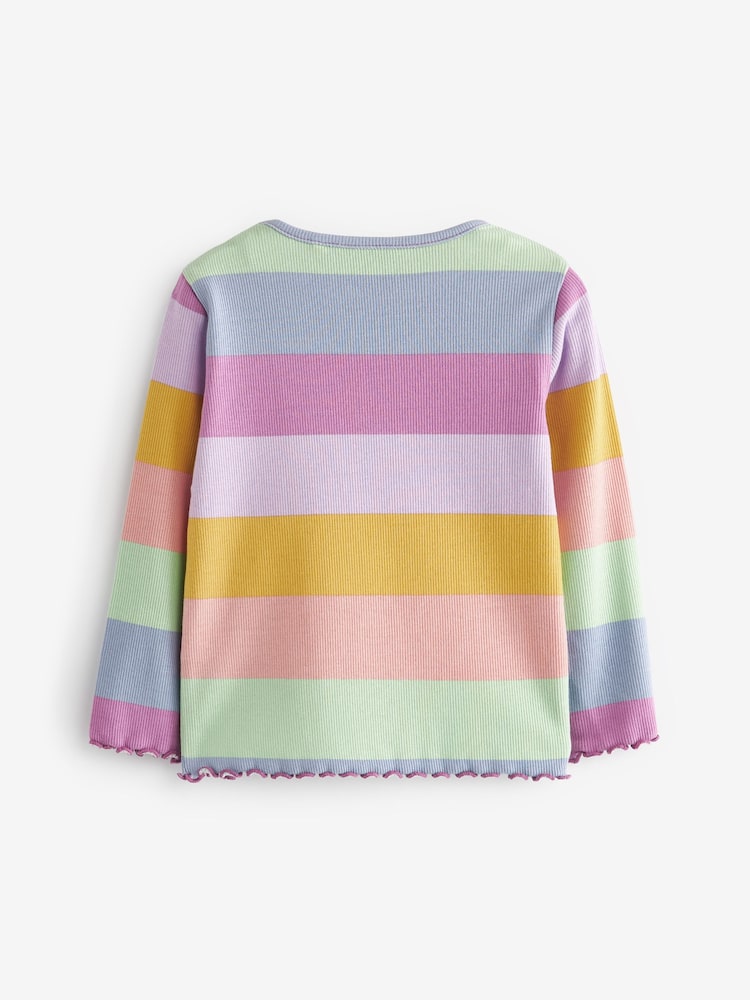Rainbow stripe Cotton Rich Long Sleeve Rib T-Shirt (3mths-7yrs) - Image 6 of 6