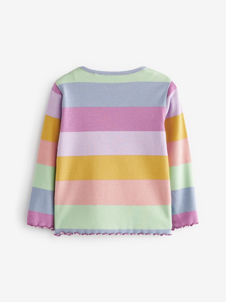 Rainbow stripe Cotton Rich Long Sleeve Rib T-Shirt (3mths-7yrs) - Image 6 of 6 Rainbow stripe Cotton Rich Long Sleeve Rib T-Shirt (3mths-7yrs) - Image 6 of 6