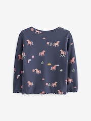 Navy Unicorn Cotton Rich Long Sleeve Rib T-Shirt (3mths-7yrs) - Image 5 of 5