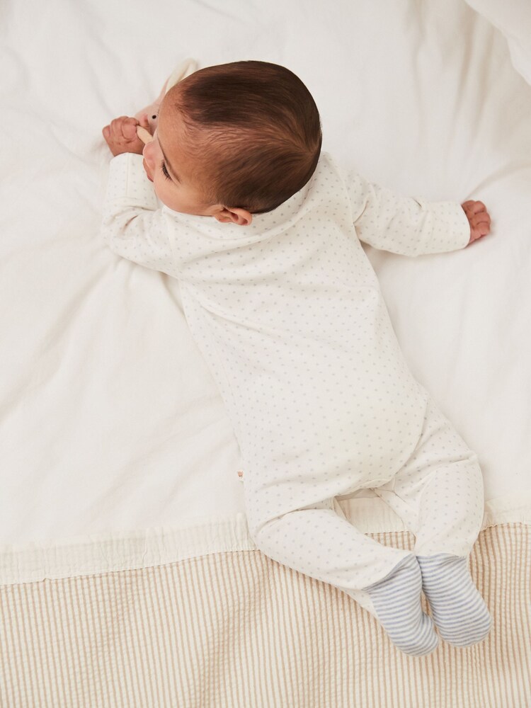 White/Blue 100% Cotton Bear Family Sleepsuit (0-2yrs) - Image 2 of 5