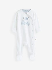 White/Blue 100% Cotton Bear Family Sleepsuit (0-2yrs) - Image 4 of 5