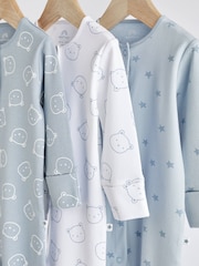 Blue Baby 100% Cotton Sleepsuits 3 Pack (0-2yrs) - Image 2 of 10