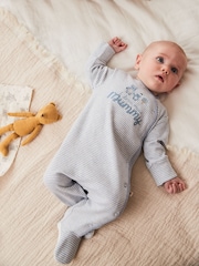Blue/White 100% Cotton Bear Family Sleepsuit (0-2yrs) - Image 1 of 5
