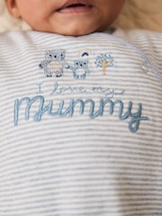 Blue/White 100% Cotton Bear Family Sleepsuit (0-2yrs) - Image 3 of 5