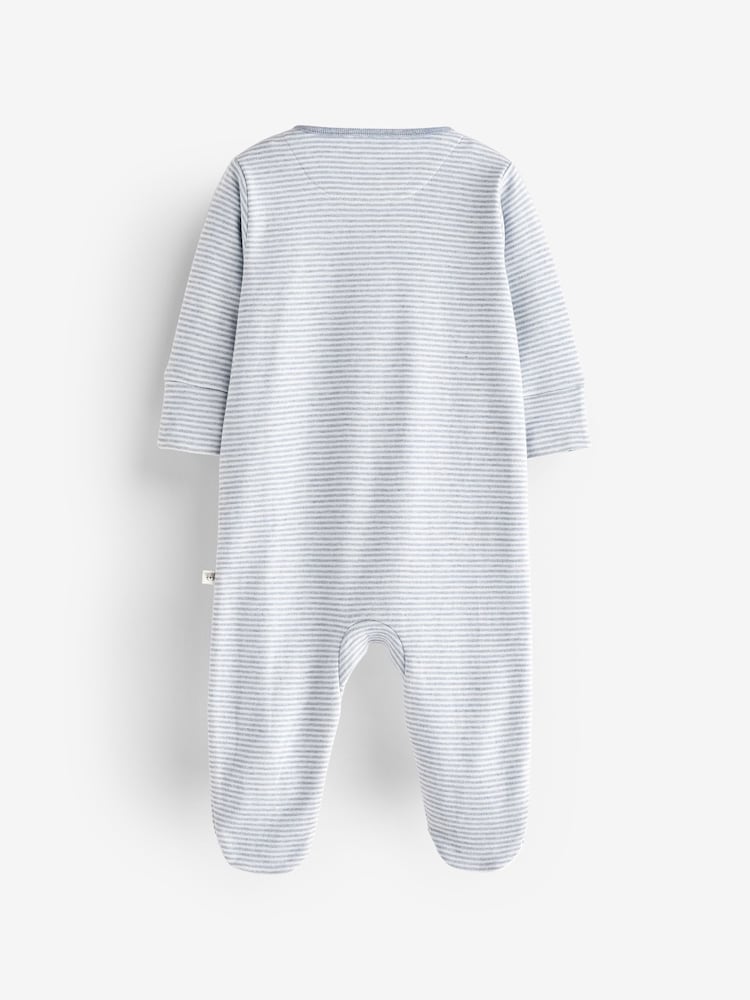 Blue/White 100% Cotton Bear Family Sleepsuit (0-2yrs) - Image 5 of 5