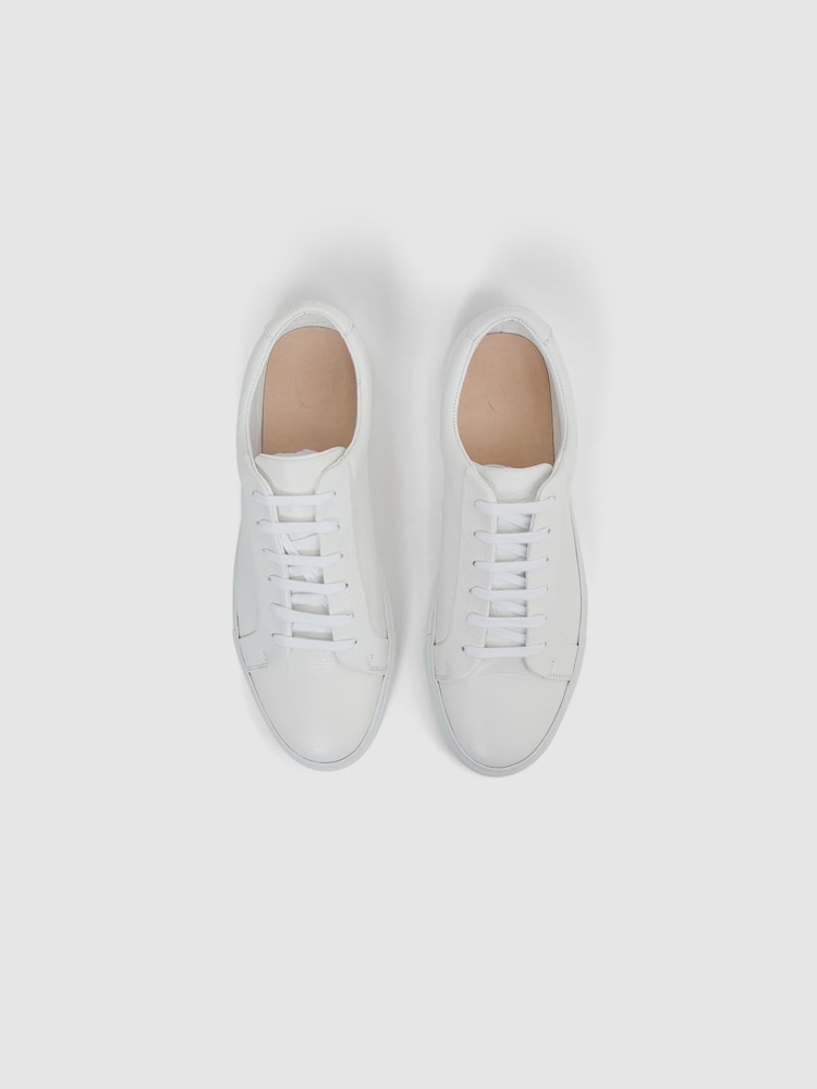 Reiss White Luca Tumbled Tumbled Leather Trainers - Image 3 of 5