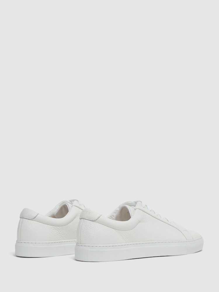 Reiss White Luca Tumbled Tumbled Leather Trainers - Image 4 of 5