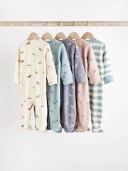Teal Blue Baby 100% Cotton Sleepsuits 5 Pack (0-2yrs) - Image 2 of 13