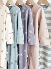 Teal Blue Baby 100% Cotton Sleepsuits 5 Pack (0-2yrs) - Image 3 of 13