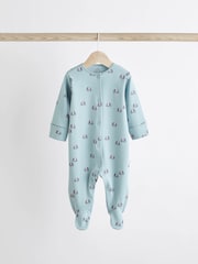 Teal Blue Baby 100% Cotton Sleepsuits 5 Pack (0-2yrs) - Image 5 of 13