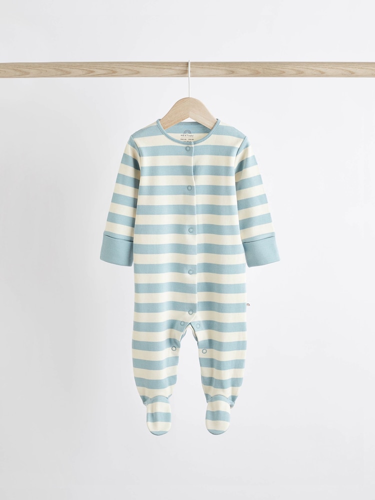 Teal Blue Baby 100% Cotton Sleepsuits 5 Pack (0-2yrs) - Image 8 of 13