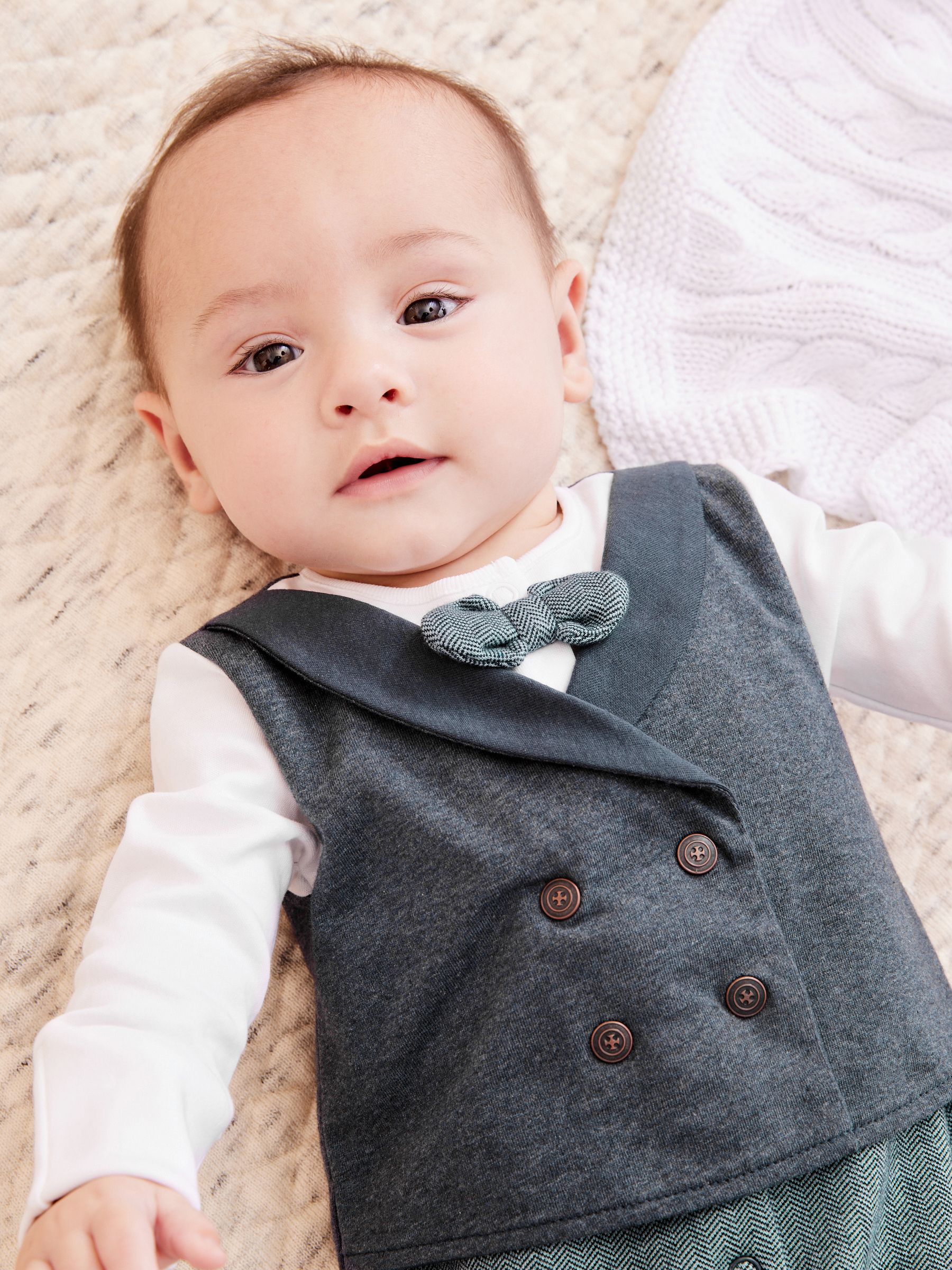 Buy Navy Blue Smart Baby 100 Cotton Waistcoat Sleepsuit 0mths 2yrs from Next Luxembourg