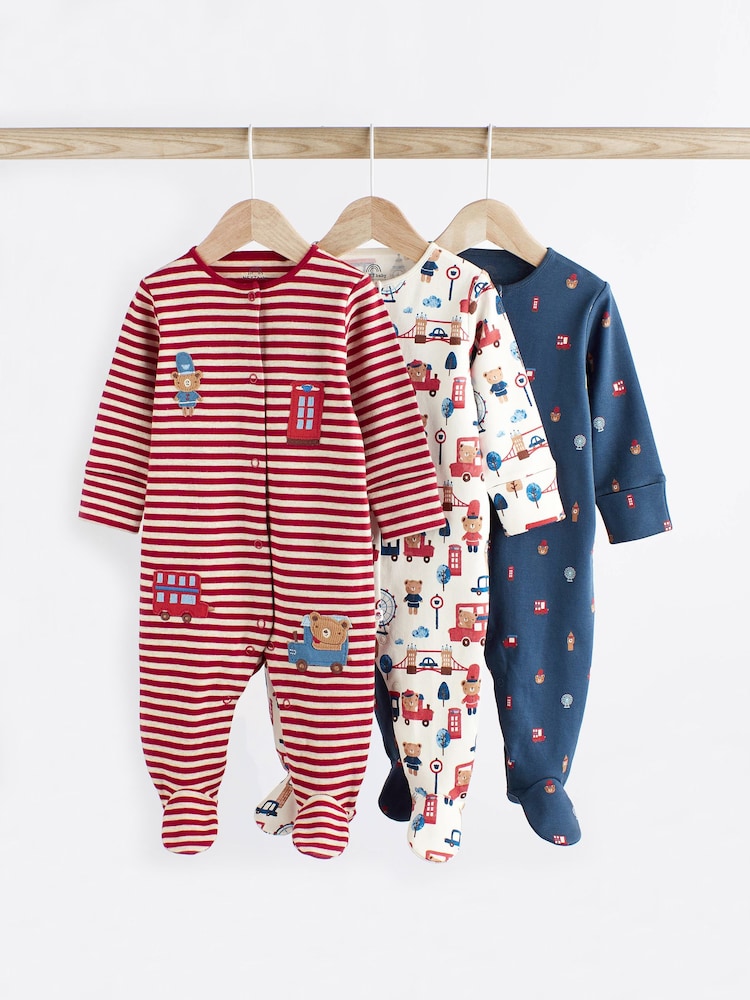 Navy/Rot - Baby-Schlafanzüge 3 er-Pack (0Monate-3Jahre) - Bild 1 von 8
