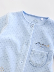 Pale Blue Teddy Bear Textured Baby Sleepsuit (0mths-3yrs) - Image 10 of 12