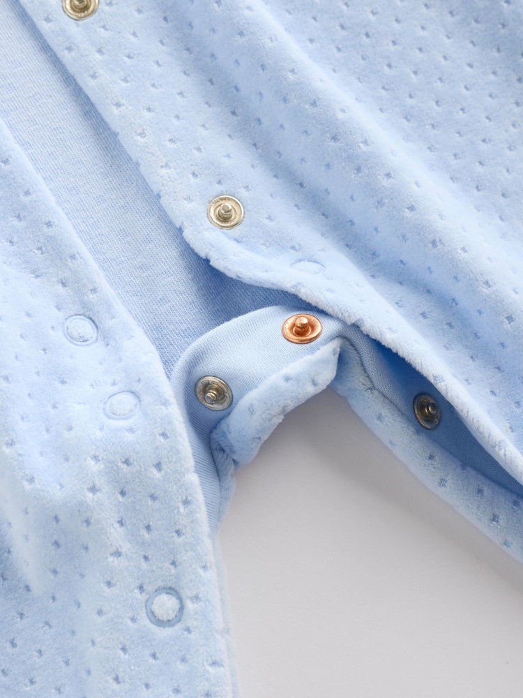 Pale Blue Teddy Bear Textured Baby Sleepsuit (0mths-3yrs) - Image 12 of 12