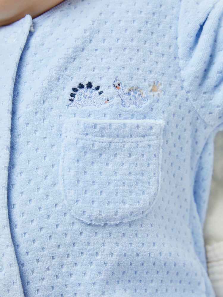 Pale Blue Teddy Bear Textured Baby Sleepsuit (0mths-3yrs) - Image 2 of 12
