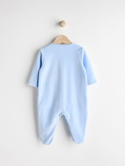 Pale Blue Teddy Bear Textured Baby Sleepsuit (0mths-3yrs) - Image 6 of 12