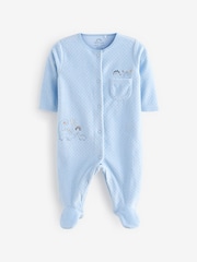 Pale Blue Teddy Bear Textured Baby Sleepsuit (0mths-3yrs) - Image 8 of 12