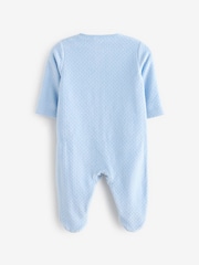 Pale Blue Teddy Bear Textured Baby Sleepsuit (0mths-3yrs) - Image 9 of 12