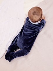 Navy Blue Baby Velour Collared Sleepsuit (0mths-3yrs) - Image 2 of 7