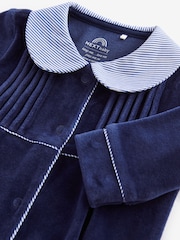 Navy Blue Baby Velour Collared Sleepsuit (0mths-3yrs) - Image 7 of 7