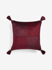 Swoon Burgundy Red Harlequin Feather Filled Velvet Cushion - Image 3 of 5