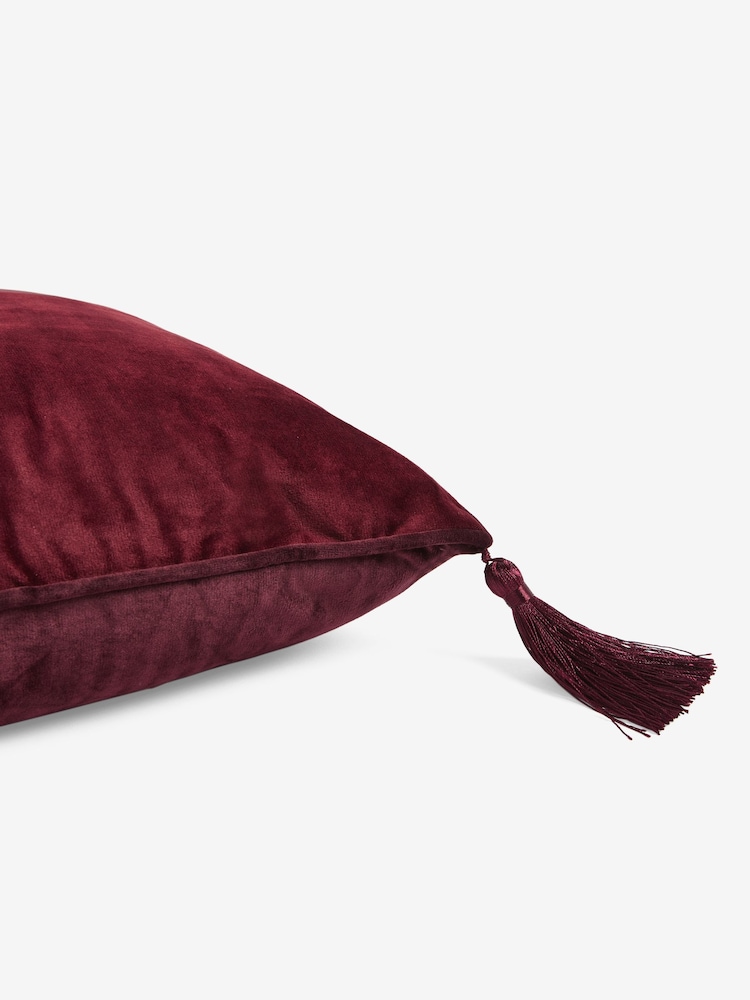 Swoon Burgundy Red Harlequin Feather Filled Velvet Cushion - Image 5 of 5